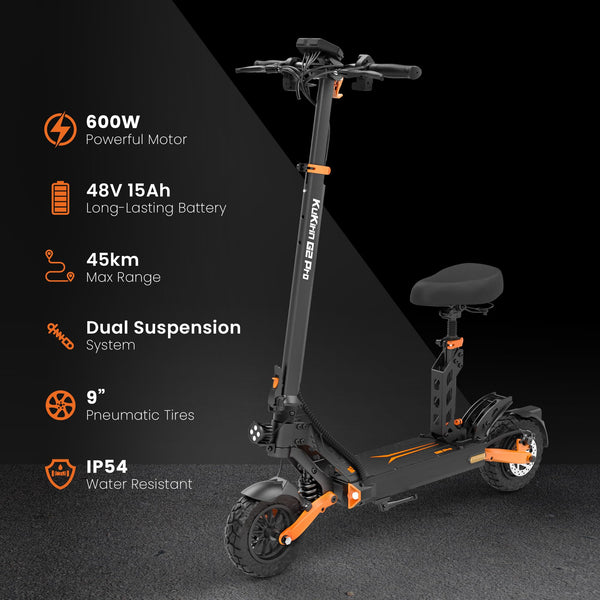 KuKirin G2 Pro 2025 – 600W E-Scooter, 45 km/h Max Speed, 120 km Range, 120 kg Load Capacity