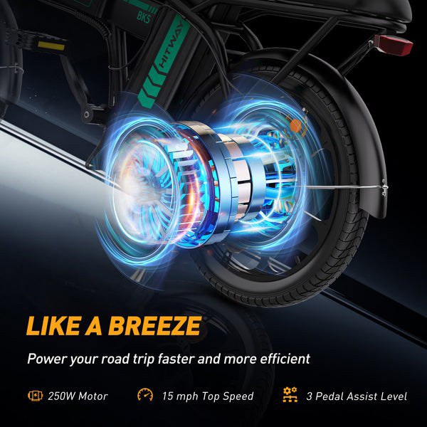 BK5S Folding Electric Bike – 250W, 25 km/h, Removable Battery